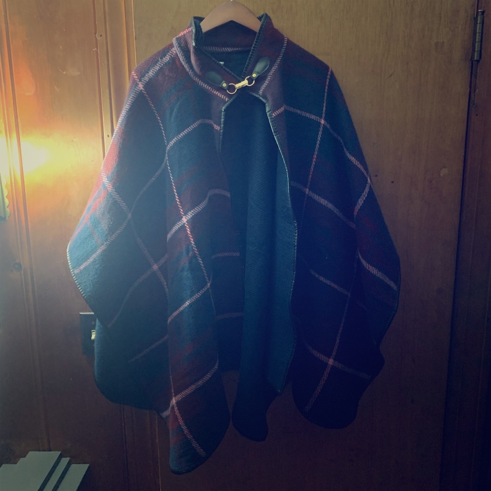 plaid poncho shawl
